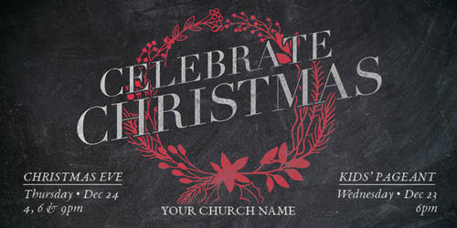 Church Postcards, Christmas, Chalk Wreath, 5.5 x 11