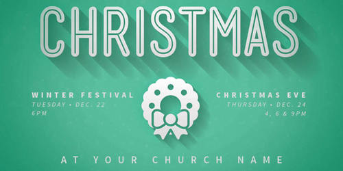 Church Postcards, Christmas, Green and White Christmas, 5.5 x 11