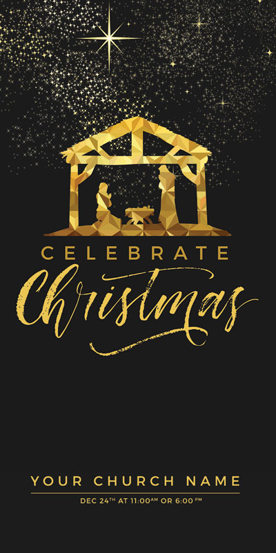 Church Postcards, Christmas, Black and Gold Nativity, 5.5 x 11