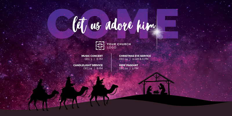 Church Postcards, Christmas, Come Let Us Adore, 5.5 x 11