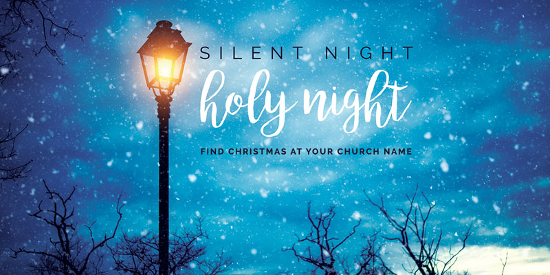 Church Postcards, Christmas, Holy Night Lamp Post, 5.5 x 11