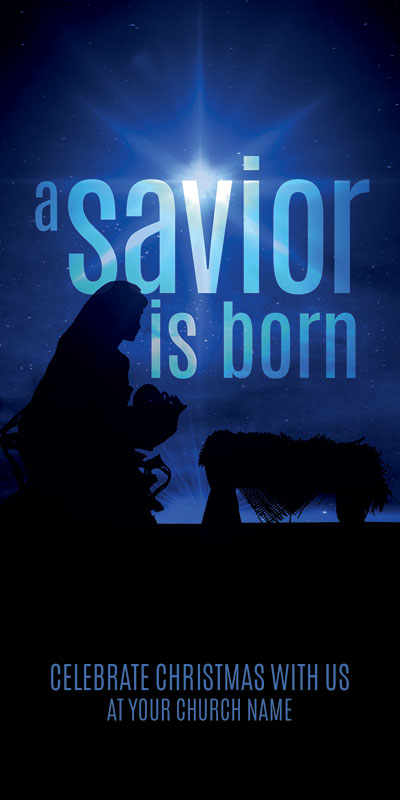 Church Postcards, Christmas, Blue Savior Born, 5.5 x 11