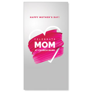 Mom Pink Paint Strokes 11" x 5.5" Oversized Postcards