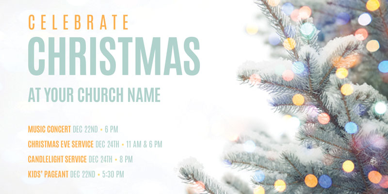 Church Postcards, Christmas, Celebrate Christmas Lit Tree, 5.5 x 11