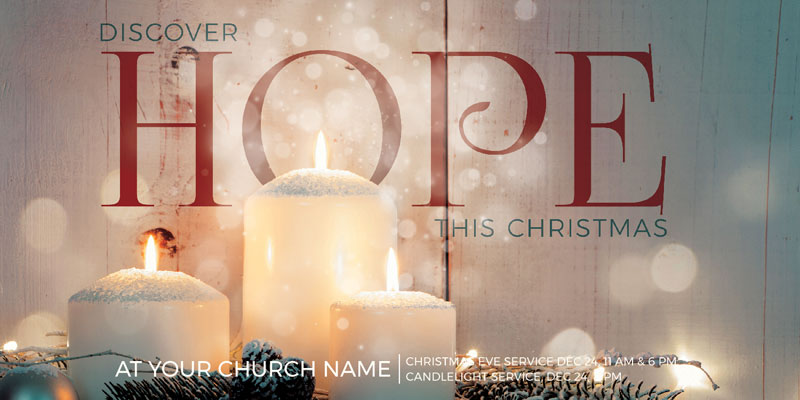 Church Postcards, Christmas, Candles Hope, 5.5 x 11