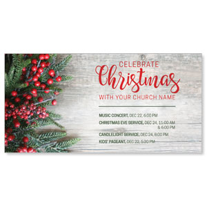 Christmas Branches and Berries 11" x 5.5" Oversized Postcards