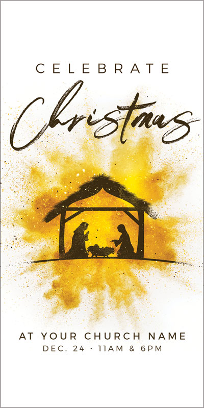 Church Postcards, Christmas, Gold Powder Creche, 5.5 x 11