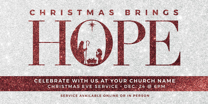 Church Postcards, Christmas, Christmas Brings Hope Sparkle, 5.5 x 11