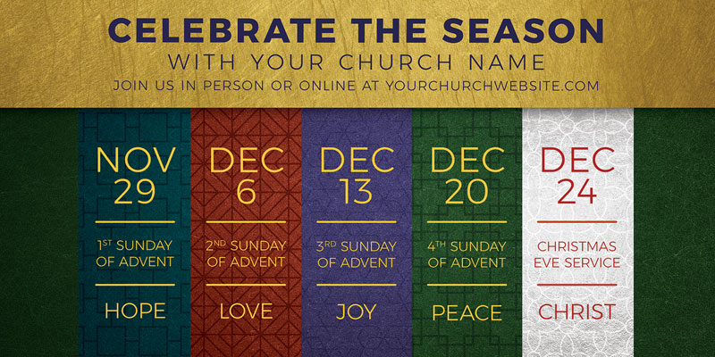 Church Postcards, Christmas, Celebrate The Season Advent, 5.5 x 11