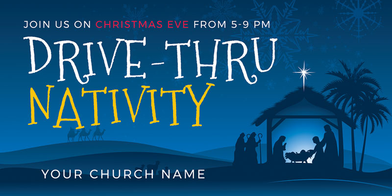 Church Postcards, Christmas, Drive-Thru Christmas Nativity, 5.5 x 11