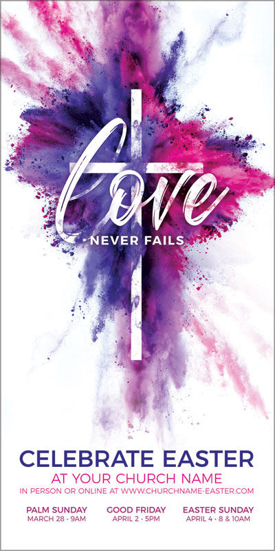 Church Postcards, Easter, Love Never Fails, 5.5 x 11