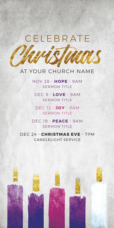 Church Postcards, Christmas, Christmas Advent Candles, 5.5 x 11