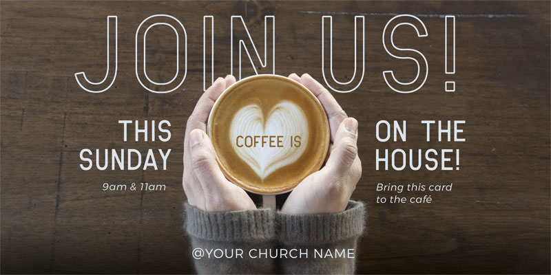 Church Postcards, You're Invited, Coffee On The House, 5.5 x 11