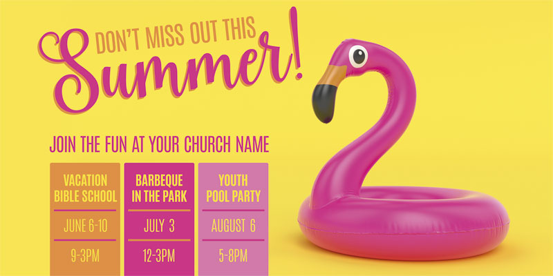 Church Postcards, Summer - General, Summer Flamingo, 5.5 x 11