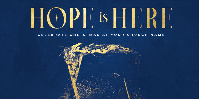 Church Postcards, Christmas, Hope is Here Gold, 5.5 x 11