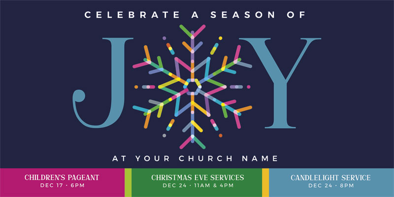 Church Postcards, Christmas, Joy Snowflake, 5.5 x 11