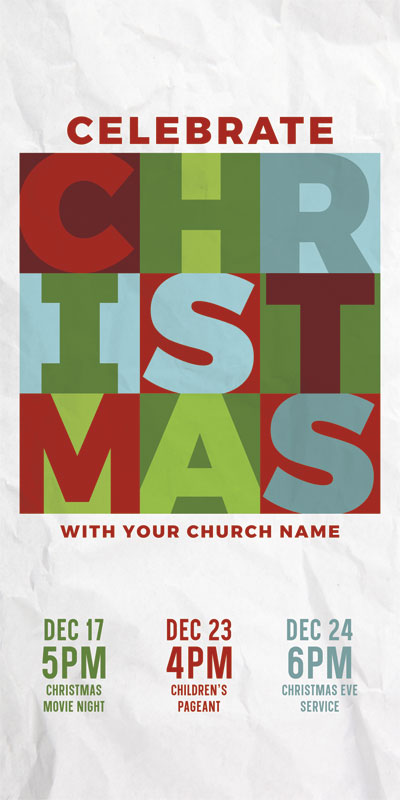 Church Postcards, Christmas, Christmas Squares, 5.5 x 11