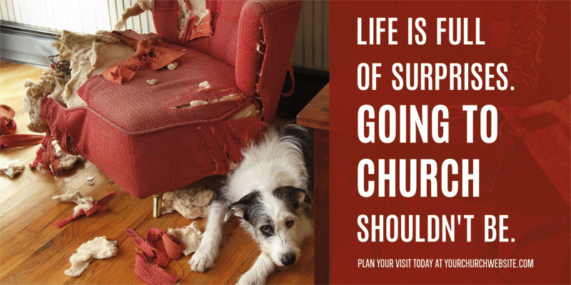 Church Postcards, You're Invited, Surprises Dog, 5.5 x 11