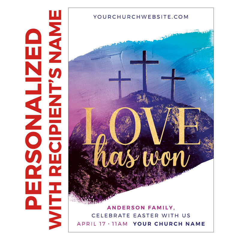 Church Postcards, Easter, Love Has Won Paint (Personalized), 5.5 X 8.5