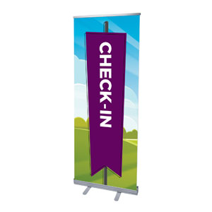 Bright Meadow Check In 2'7" x 6'7"  Vinyl Banner