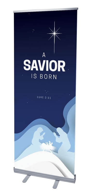 Banners, Christmas, Blue Layered Paper Savior, 2'7 x 6'7