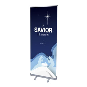 Blue Layered Paper Savior 2'7" x 6'7"  Vinyl Banner