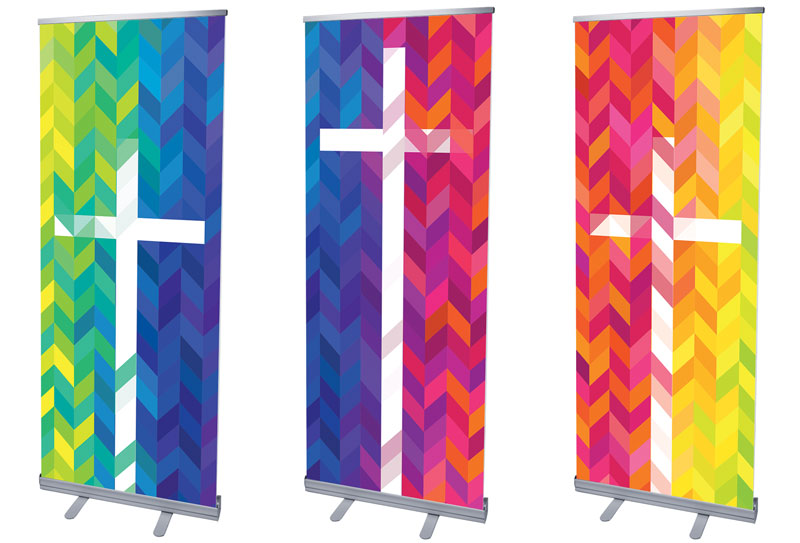 Banners, Easter, Bright Chevron Crosses, 2'7 x 6'7