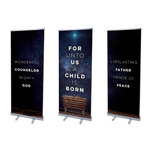 A Child Is Born Triptych 2'7" x 6'7"  Vinyl Banner