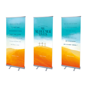 Resurrection Sunday Crosses Triptych 2'7" x 6'7"  Vinyl Banner