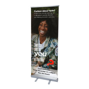 Alpha Table Happy Woman 2'7" x 6'7"  Vinyl Banner