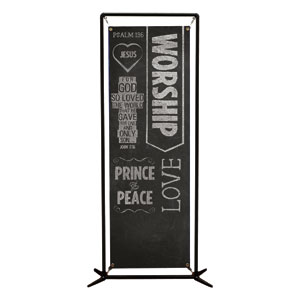 Chalkboard Art Worship 2' x 6' Banner