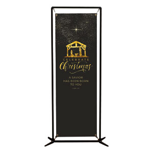 Black and Gold Nativity 2' x 6' Banner