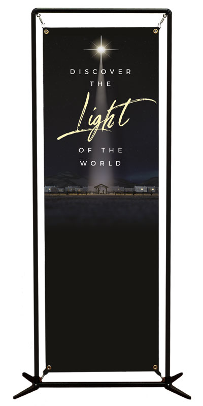 Banners, Christmas, Discover Light of World, 2' x 6'