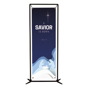 Blue Layered Paper Savior 2' x 6' Banner