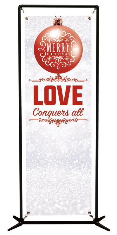 Banners, Christmas, Silver Snow Love Ornament, 2' x 6'