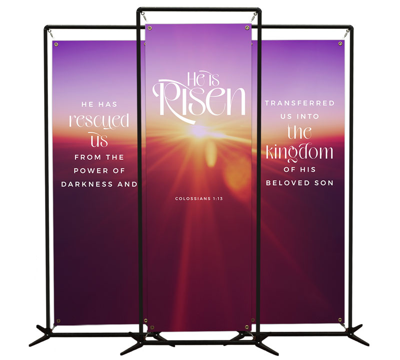 Banners, Easter, He Is Risen Light Triptych, 2' x 6'