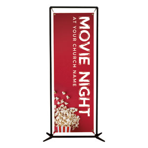 Movie Night Popcorn 2' x 6' Banner
