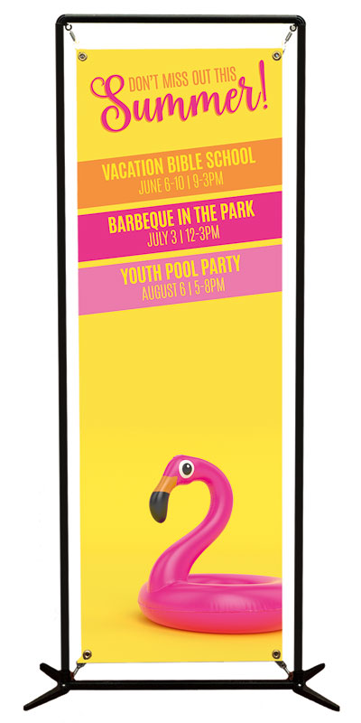 Banners, Summer - General, Summer Flamingo, 2' x 6'