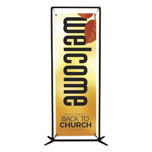 Back to Church Welcomes You Orange Leaves 2' x 6' Banner
