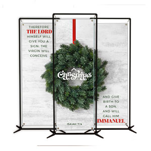 Christmas At Wreath Triptych 2' x 6' Banner