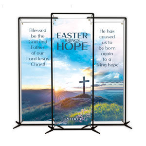 Sunrise Easter Brings Hope Triptych 2' x 6' Banner