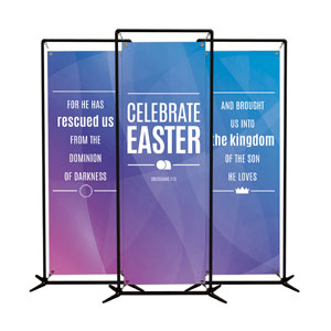 Bright Gradient Easter Triptych 2' x 6' Banner