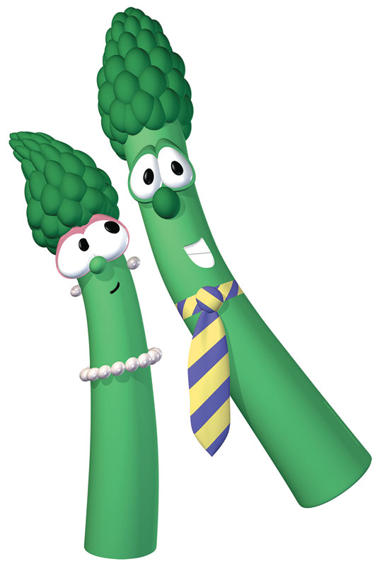 Banners, Children's Ministry, VeggieTales Mom and Dad Asparagus, 2' x 4'