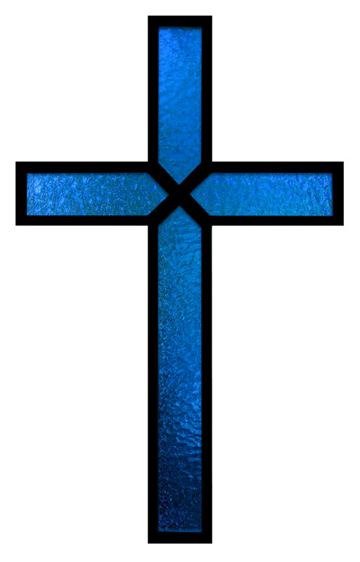 Banners, Easter, Blue Stained Glass Cross, 3' x 8'