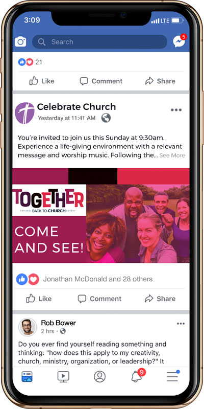 Social Ads, Back To Church Sunday, BTCS Together Come And See