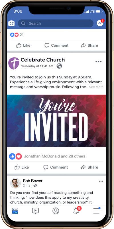Social Ads, Back To Church Sunday, BTCS Stronger Together Stars You're Invited