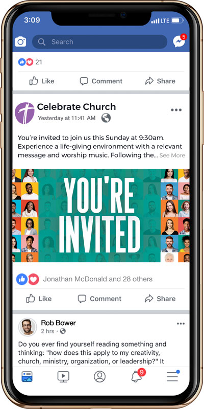 Social Ads, Back To Church Sunday, BTCS Stronger Together People You're Invited