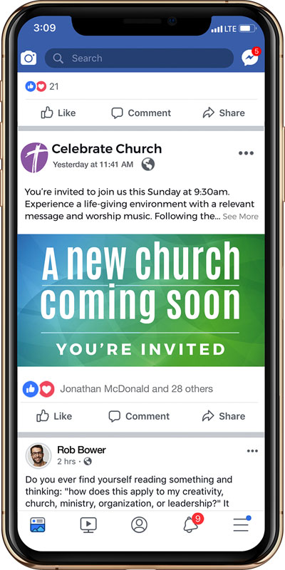 Social Ads, You're Invited, A New Church