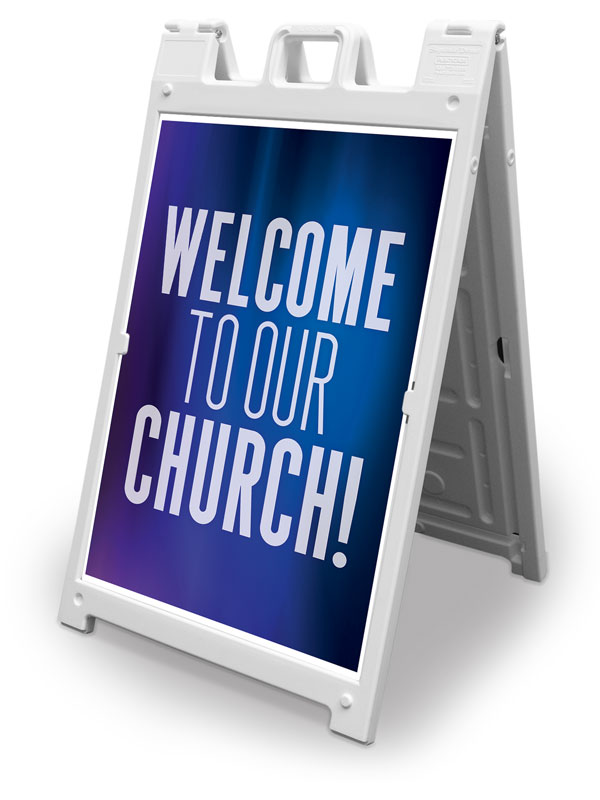 Banners, Welcome, Aurora Lights Welcome To Our Church, 2' x 3'