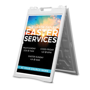Drive In Easter Services 2' x 3' Street Sign Banners